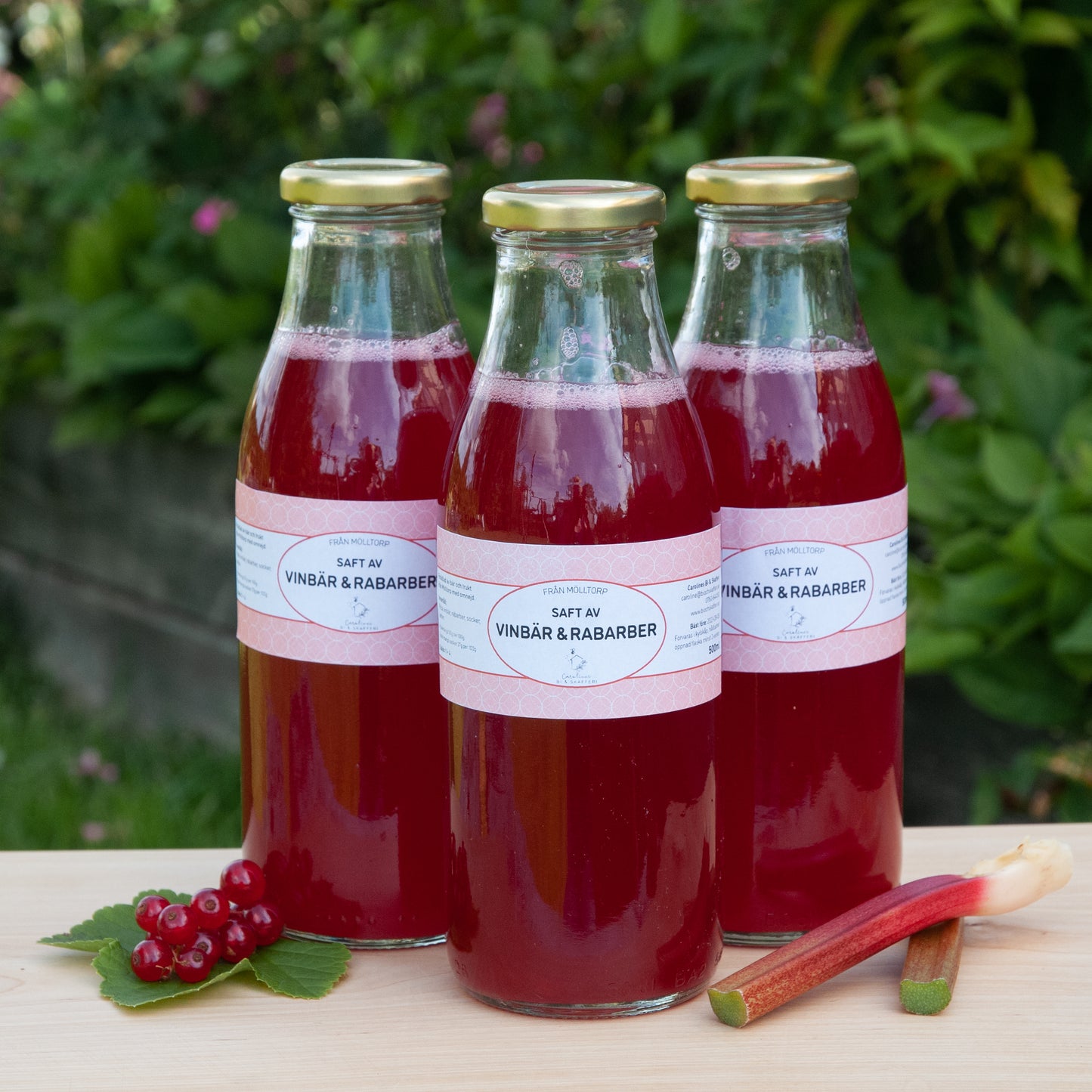 Saft av Röda Vinbär och Rabarber, 500ml